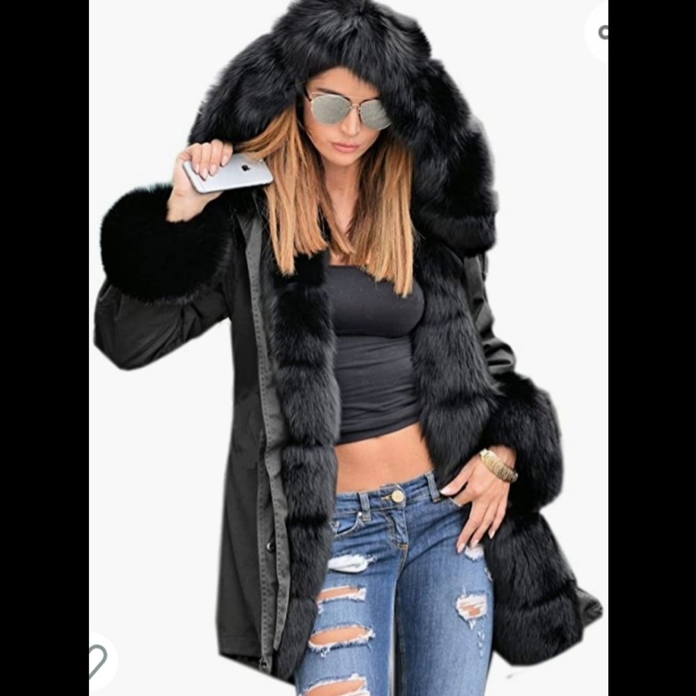 Long Furry Parka Coat